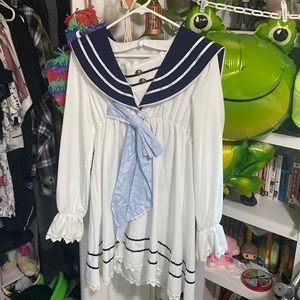 White and blue sailor dress